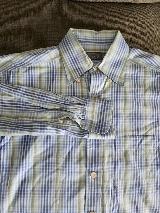 Talbots Other - Talbots Light Blue and Green Plaid Button-Down Shirt